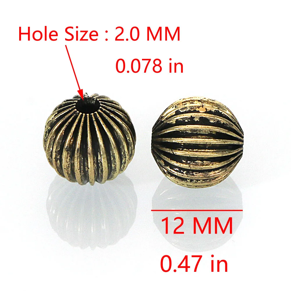 Miasol 10 Pcs Antique Bronze Golden Plated Color Hollow Metal Striped Round Spacers Beads For Diy Jewelry Making Accessories