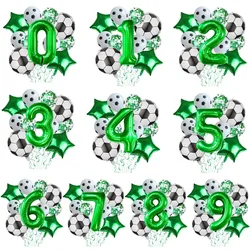 11 Pcs Football theme party decoration balloon set birthday and anniversary number123456789 green balloon for  Champions Cup