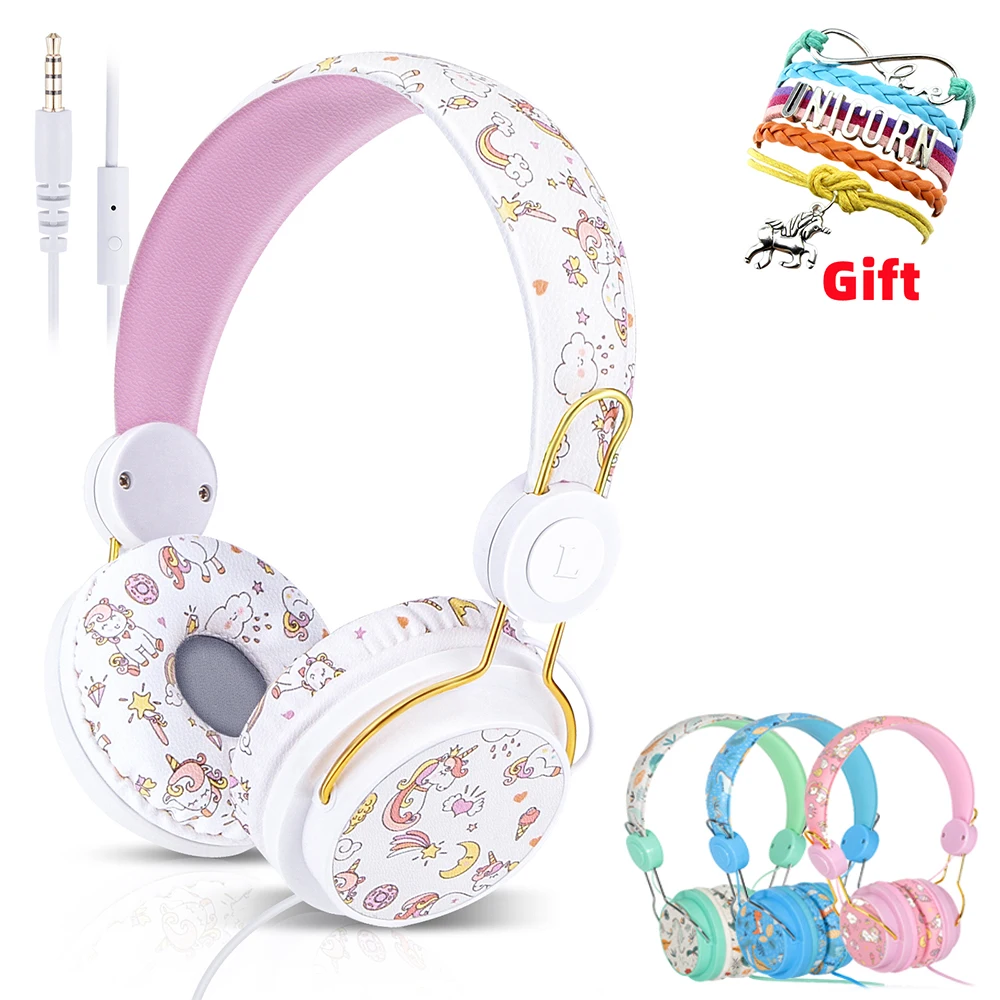 

Unicorn Wired Headphone With Mic Girls Daughter Music Stereo Earphone for PC Phone Helmets Kids Boy Gifts Children Headphones