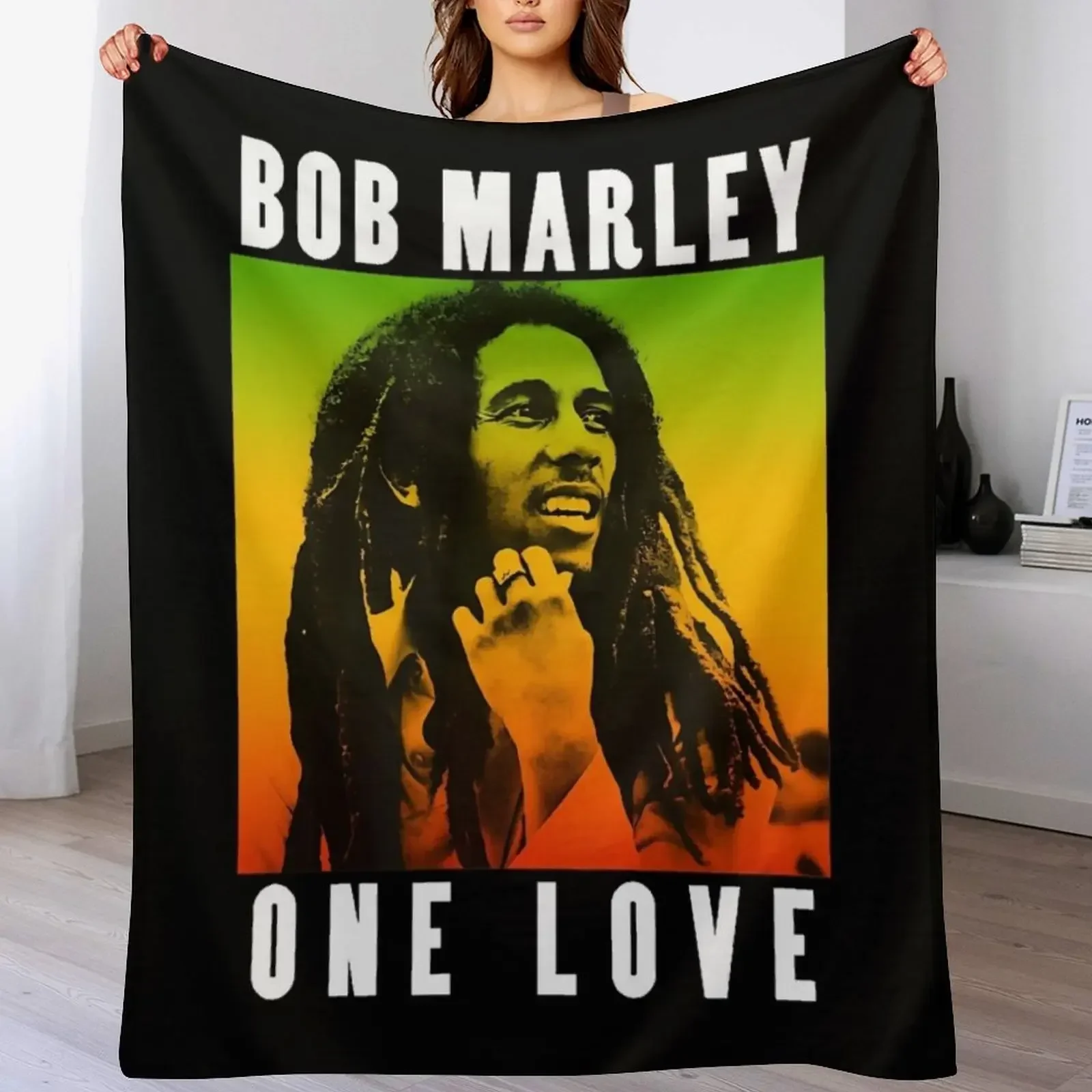 

Bob Marley One Love Gradient Throw Blanket Spring Fall Cozy Throw Blanket for Couch