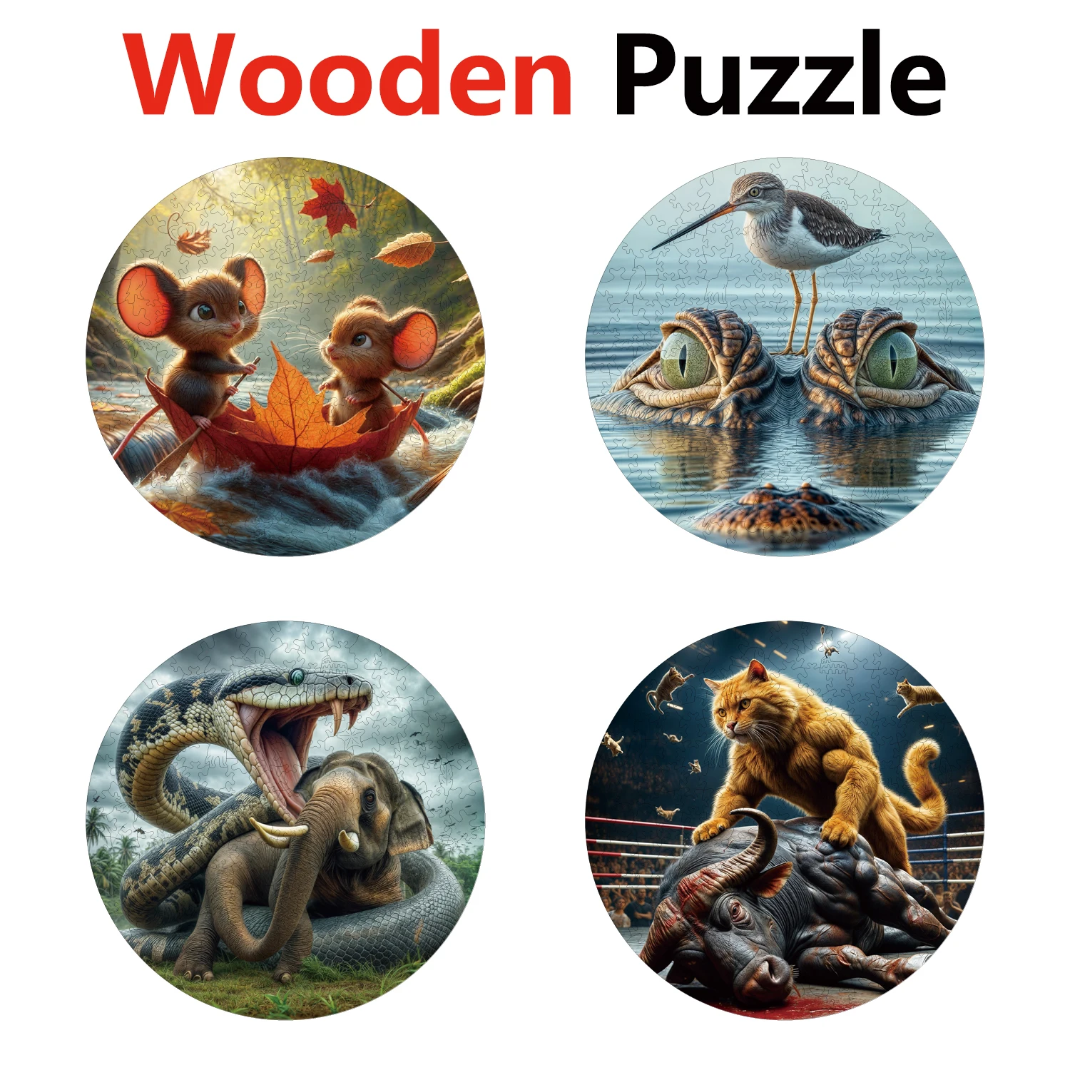 

Mouse Crocodile Snake Cat Animal Puzzles High Quality Jigsaw Puzzle Wooden Puzzle Best Christmas Gift