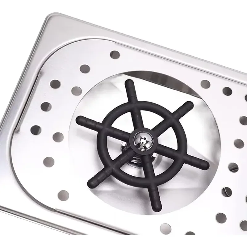 Commercial Silver Glass Rinser Sink with Side Spray and Drip Tray for Coffee Shop Bar Household Kitchen Drainage System