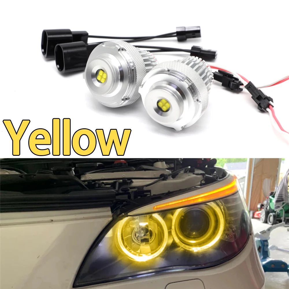Luz DRL Angel Eye de 100W (luces de circulación diurna) para BMW Serie 5 E60 E61 LCI Faro halógeno 2007-2010 - Blanco o amarillo