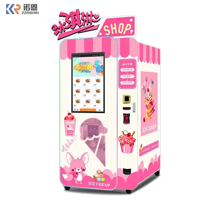 Automatic Ice-cream Vending Machine For Sale With 32 Inch Big Touch Screen And Credit Cards Reader