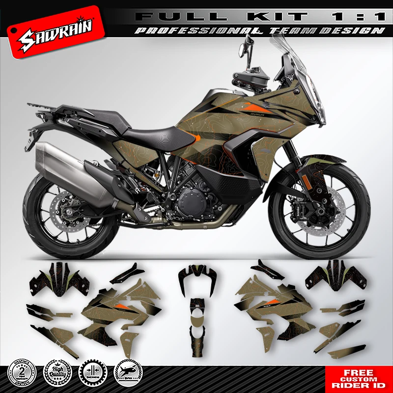 Sawrain دراجة نارية الرسومات الخلفيات الشارات ملصقات عدة رقم اسم مخصص ل KTM ADV 1290 790 R S 2021 2022 2023 006