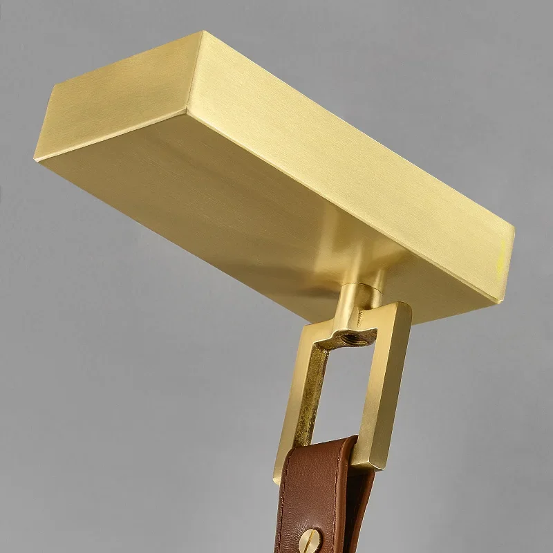 الإسبانية الرخام الطبيعي الثريا غرفة المعيشة مطعم مصمم الإبداعية النحاس النقي الجلود قلادة طويلة مصباح فوق الطاولة #5