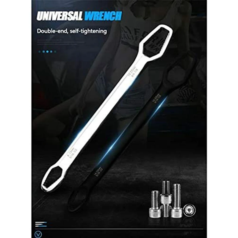 ABGG-Double End Wrench Universal Spanner 8-22Mm Key Set Screw Nuts Wrenches Repair Self-Tightening Universal Wrench