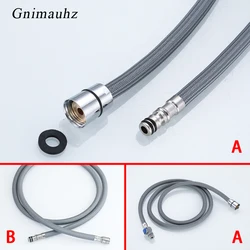 F1/2 M15*1 Replacement Faucet Hose Quick Connect Pull Out Hose Nylon Hose Tube Gray 150cm Shower Kitchen Accessories