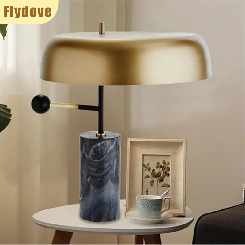 

Modern Design Black Marble Art Desk Lamp Creative Hall Living Room Office Bedroom Bedhead Home LED Lighting Decoration Lamp