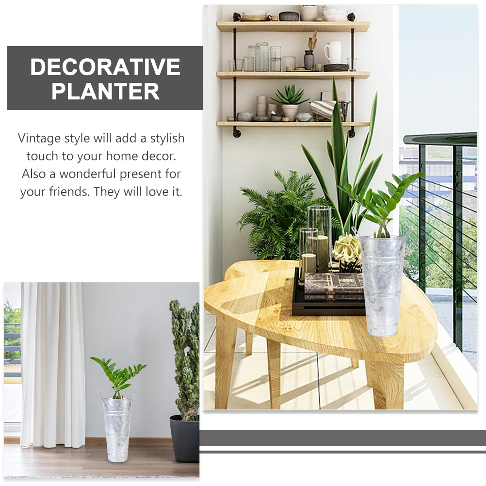 

4Pcs Vintage Metal Flower Bucket Iron Planter Rustic Flower Pot for Home Garden Decoration Planter with Handles