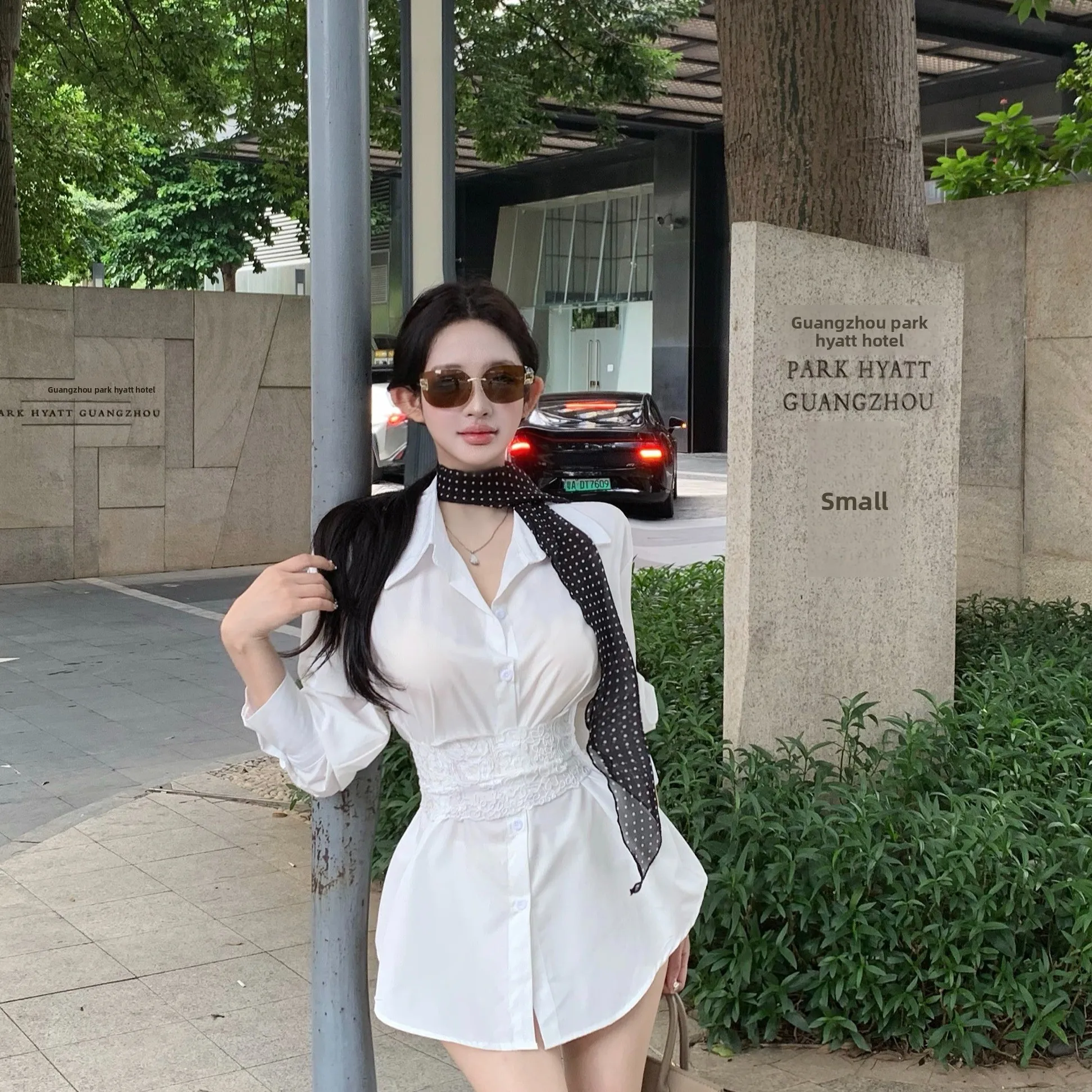 Retro kanten riem lange Sve irt dames herfst 2025, nieuwe Sle nauwsluitend ademend comfortabel Chinese fabrikant