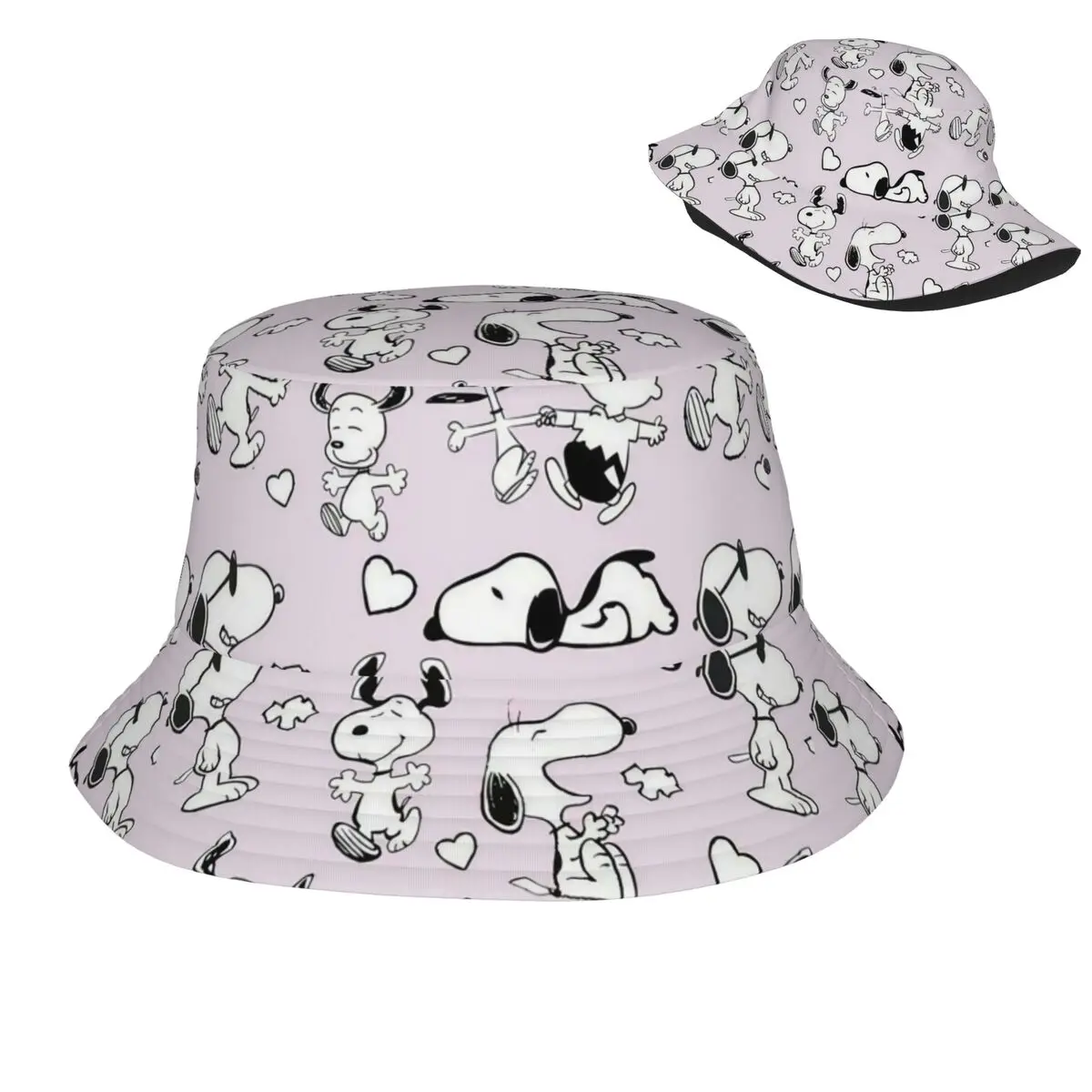 

Travel Headwear Kawaii Snoopy Cartoon Outfit Bucket Hat Cute Women Men Funny Dogs Sun Bob Hats