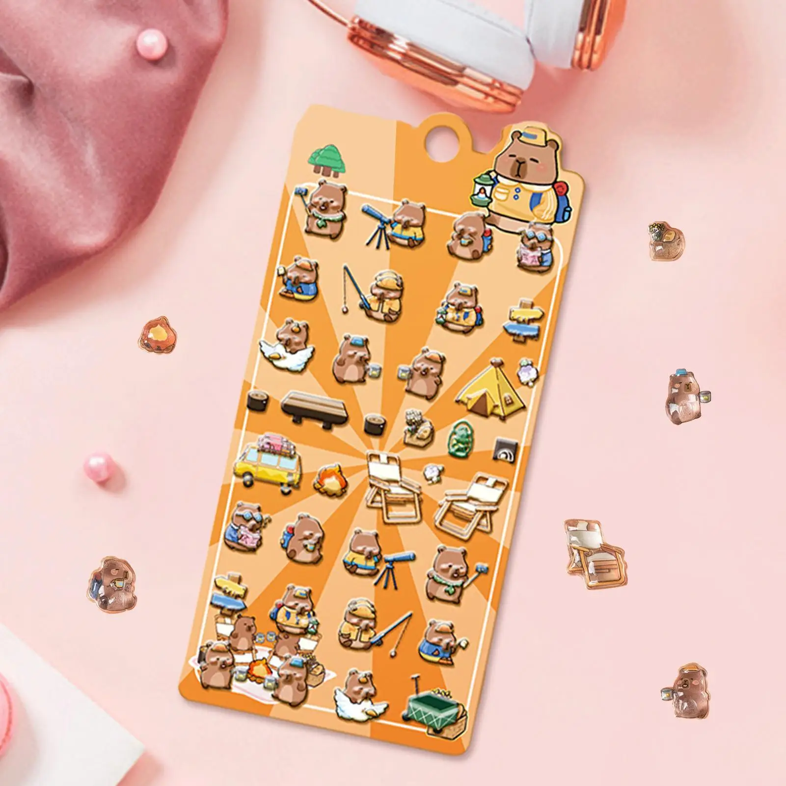 ملصقات ثلاثية الأبعاد لاصقة قوية على شكل رسوم كرتونية كابيبارا شارات لاصقة لهاتف جراب الهاتف وحفلات أعياد الميلاد والفصول الدراسية ومكافأة النشاط #2