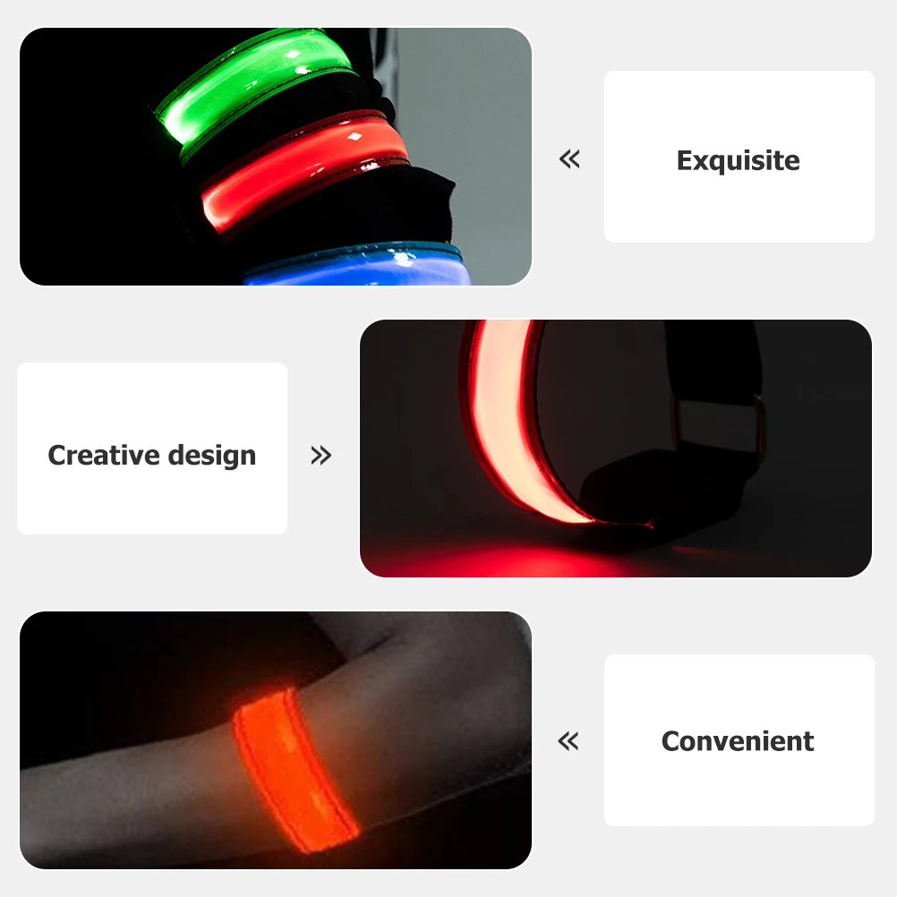 

2 Pcs Glowing Luminous Armband Night Running Strap Portable LED Wristband Bands