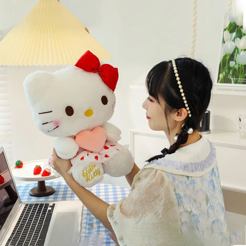 30CM Cute Hello Kitty Cartoon Plush Toy Doll Flower Skirt Heart hugging Butterfly KT Pillow Birthday Gift Toy For Children