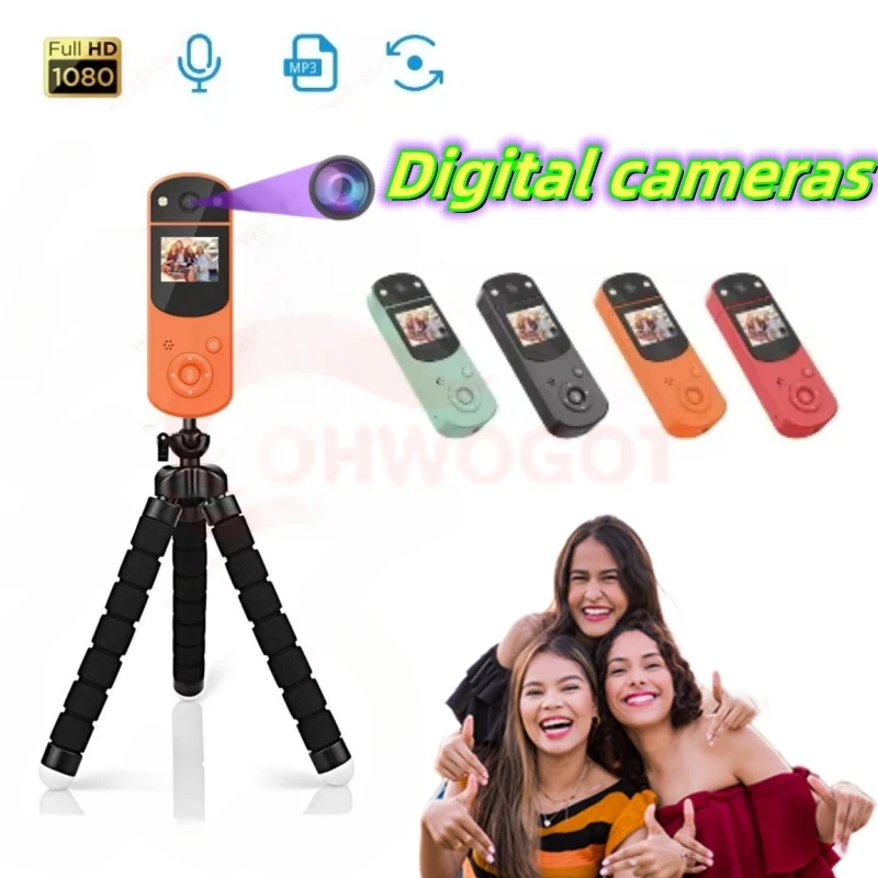 1080P HD Digital Camera Portable Back Clip Rotatable Lens Camcorder New Handheld DV Cam Sport Video Recording Live Broadcast MP3