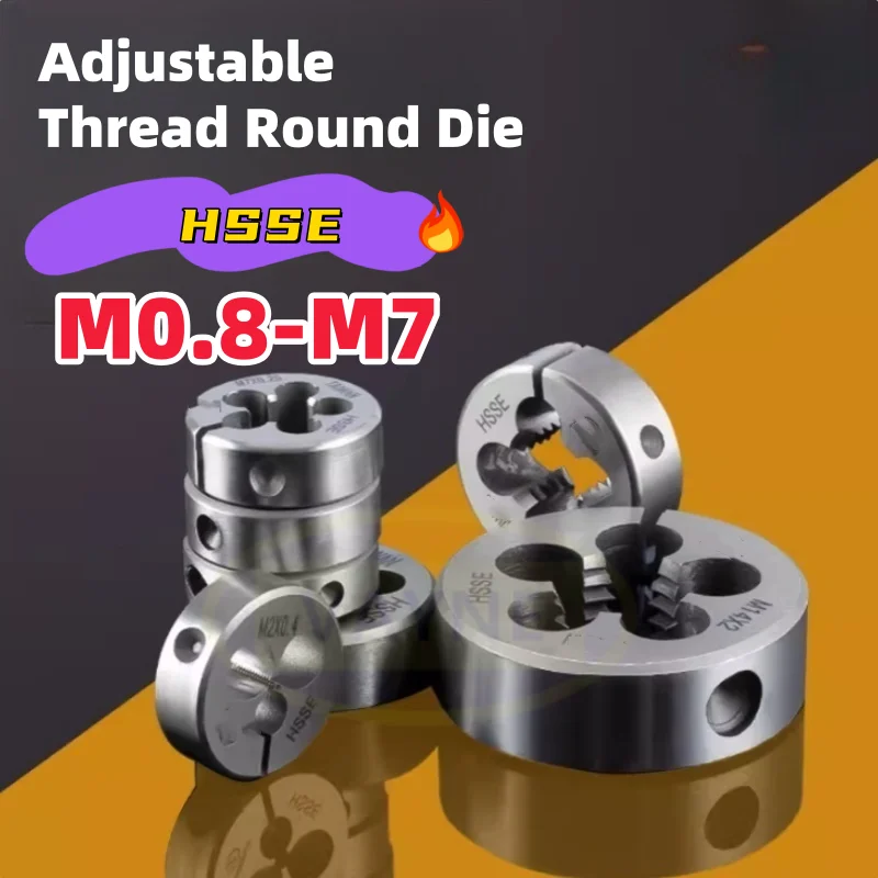 

1 шт. Регулируемая круглая матрица HSSE M0.8-M7 для тонкой резьбы по нержавеющей стали