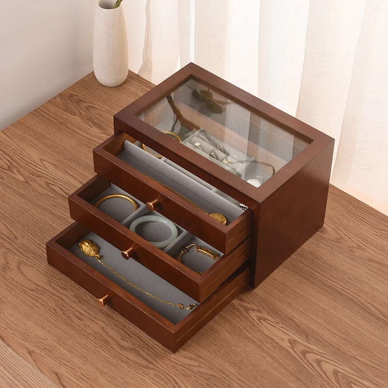 

Ele Simple High-End Wood European Tee Gold Jewelry Box Der Sle Wooden Jewelry Storage Box Luxury