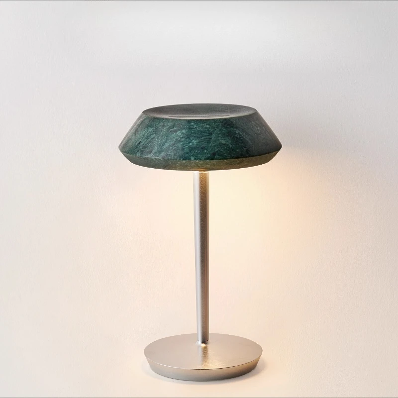 

Postmodern Aluminium Base LED Table Lamps Rotundity Marble Lampshade Minimalist Living Room Bedroom Restaurant Study Desk Lights