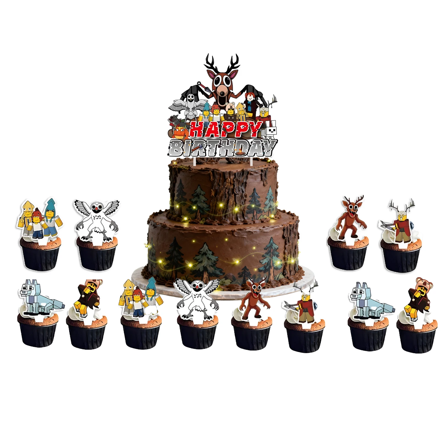 Roblox 99 ليالًا في الغابة حفلة عيد ميلاد موضوع الزينة بالونات راية أكواب لوحات خلفية شنطة هدايا مستلزمات استحمام الطفل #4