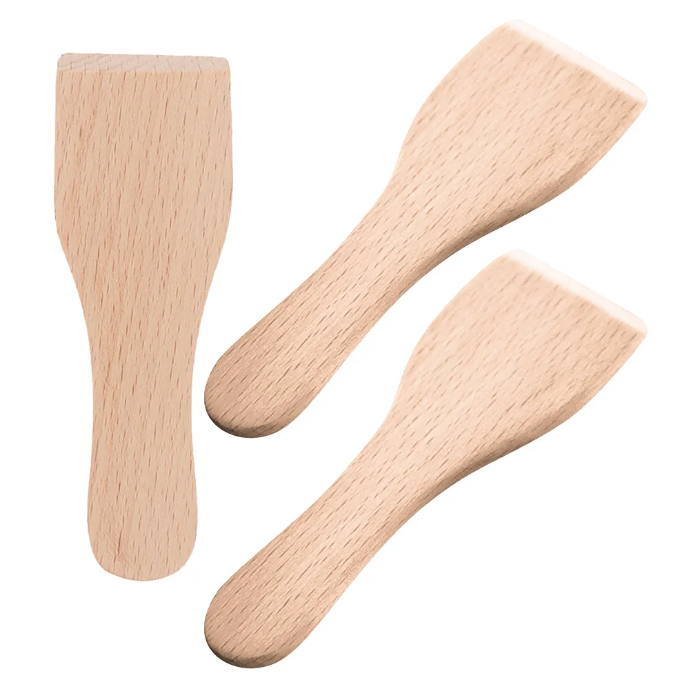 

3Pcs Wood Scraper Cake Cream Spatula Multipurpose Baking Tool Wooden Pizza Spatula Flexible Heat Resistant for Home Use