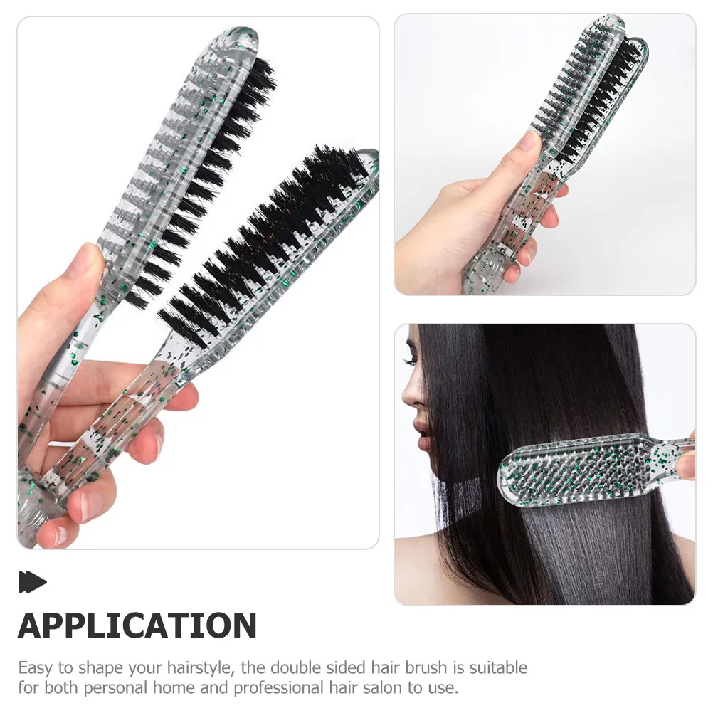 

Щетка-гребень для волос с двойной насадкой, распутывающая, с плотной щетиной, профессиональный инструмент для укладки для домашнего и салонного использования