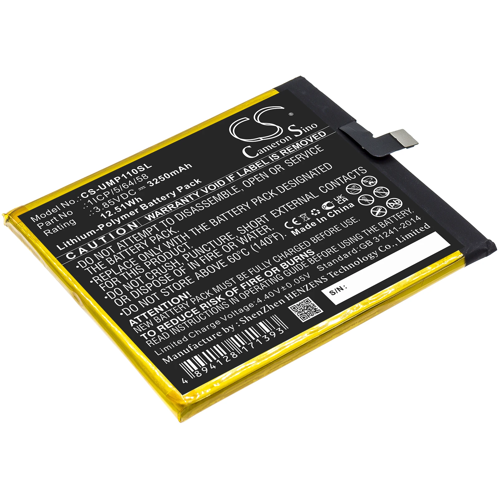 

Li-Polymer Mobile, SmartPhone Battery for UMI, 3.85V, 3250mAh, Compatible Models: UMIDIGI One Pro