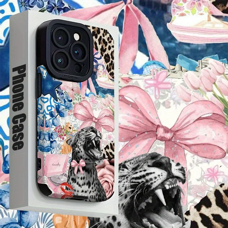 For Samsung S25 Leopard Floral Collage Shockproof Compatible For Galaxy S25/S24/S23/S22/S21/S20 and A Series Models