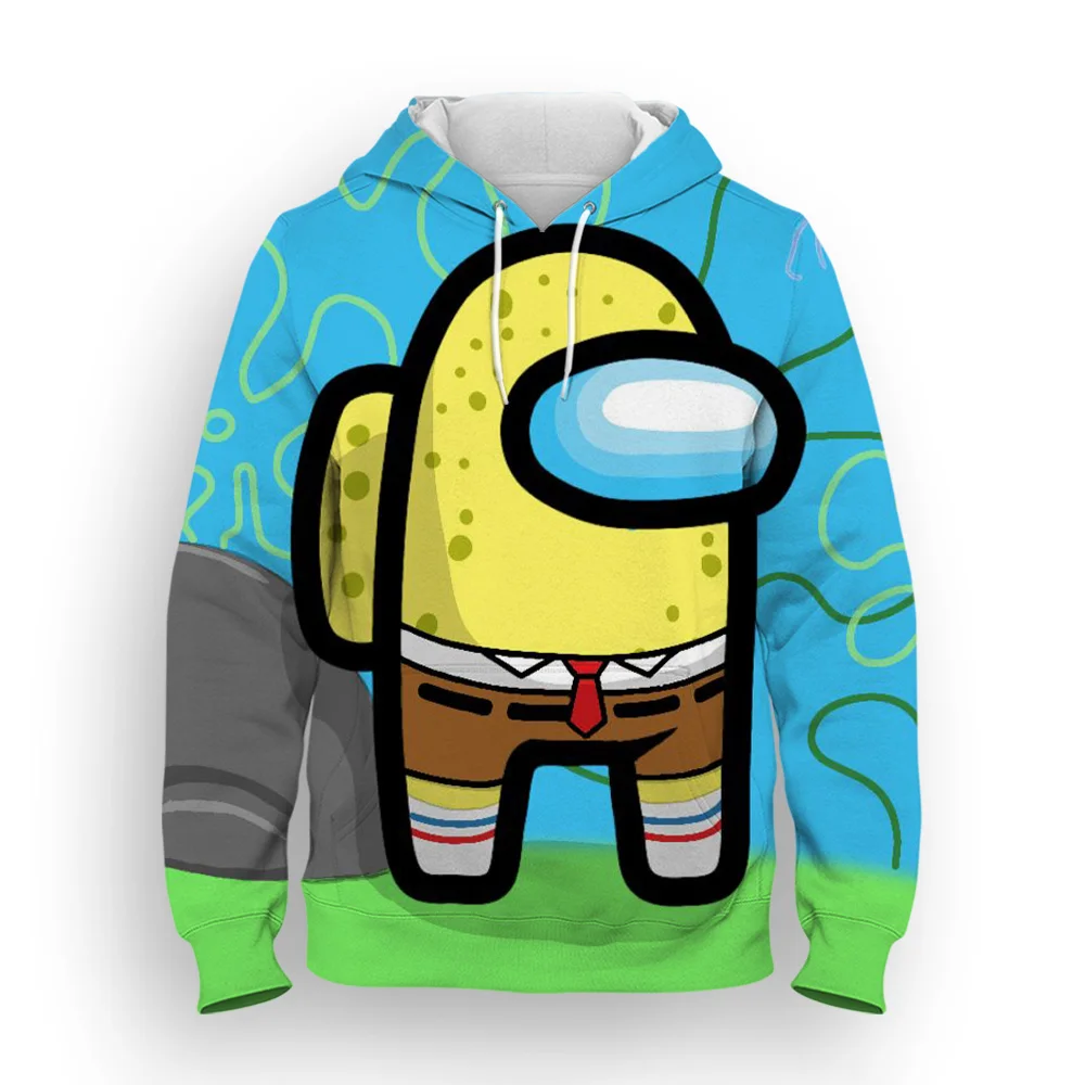 2024 SpongeBob SquarePants Printed Hoodies Men and Women 3D Clothes Cartoon Anime Hoodies Tops Fun Patterned Sportswear Pullover