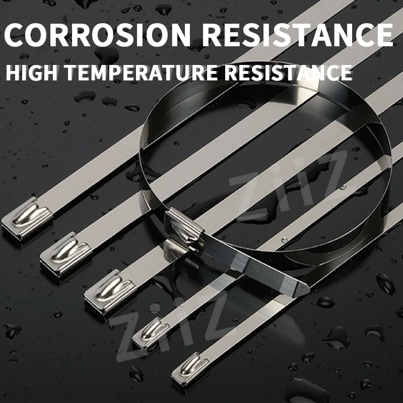 5 10 100Pcs Stainless Steel Cable Ties Reusable Self-locking Fastening Rings Metal Zip Cables Tie Organizer Hardware Accessories