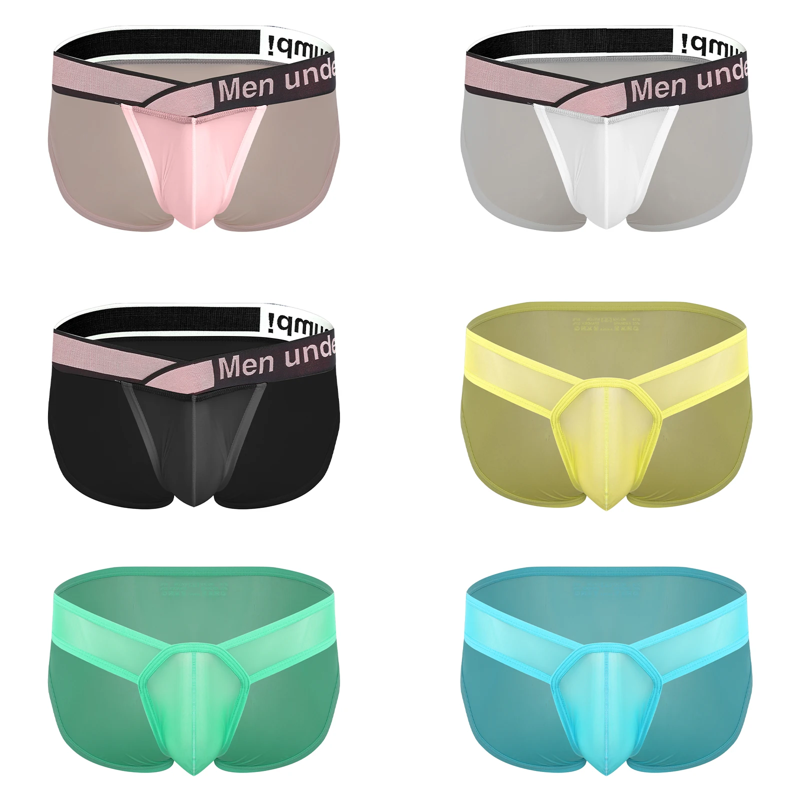 

Мужское прозрачное сетчатое нижнее белье, прозрачные дышащие выпуклые трусы-бикини, однотонные трусы с эластичным поясом, бандажи, трусы