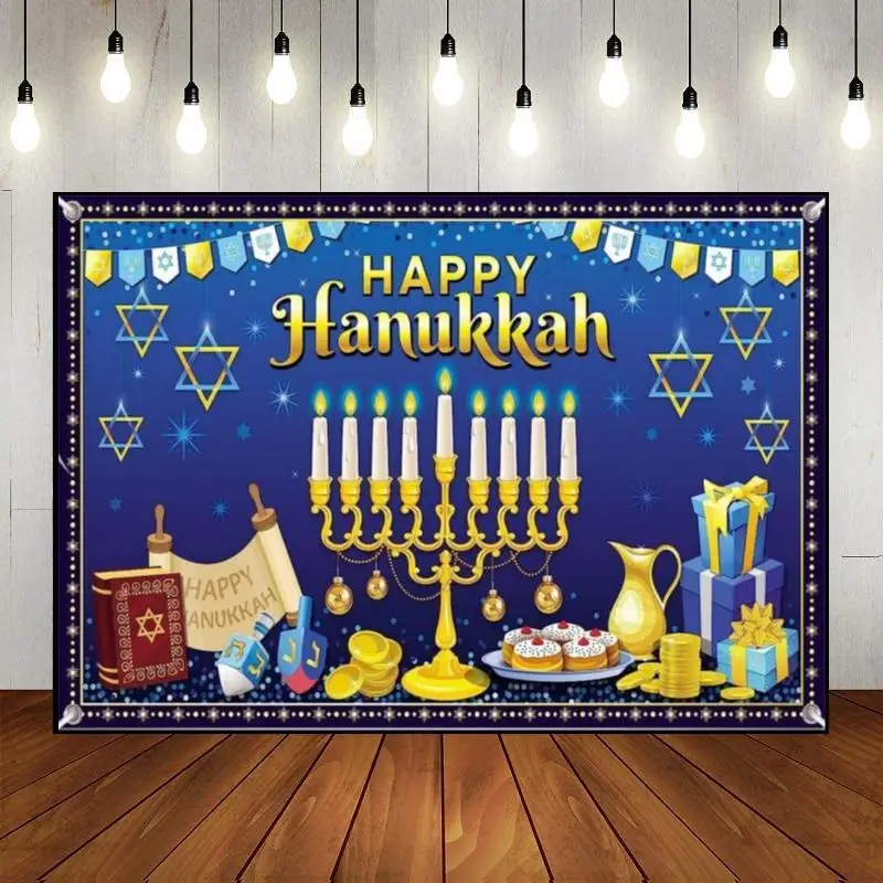 Happy Hanukkah Magic Photography Backdrops Background Decoration Baby Shower Party Birthday Lantern Custom Backdrop Photo Studio