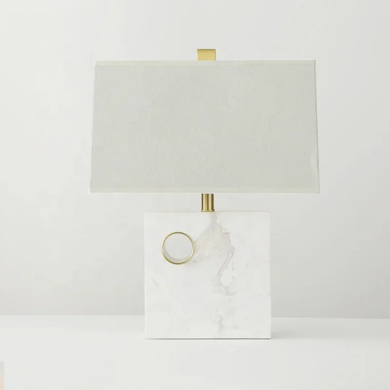 Modern bedside table lamp hotel decorative white marble base desk lamp ETL32026