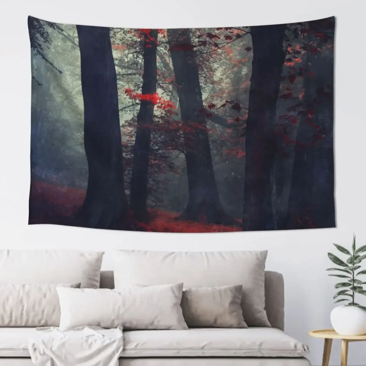 

feel unreal - magical forest with red foliage Tapestry Room Decor Room Decorations Aesthetic Decoration Tapestry