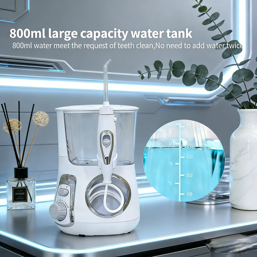 

Электрический ирригатор для полости рта 800 мл, настольный, 10 режимов, 5 насадок, для ухода за зубами, чистки, свежего дыхания и защиты от кариеса