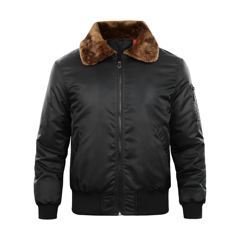 New European Size Fur Collar Thickened Flight Suit Casual Tough Guy Style Men\'s Jacket Jacket