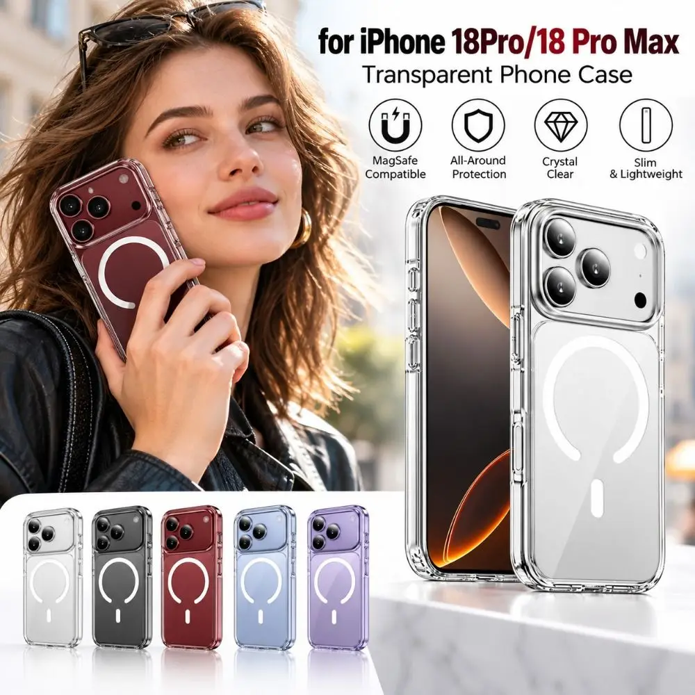 iPhone 18Pro/18 Pro Max Transparent Phone Case Alignment Ring Shockproof Clear Phone Cover Soft Full Coverage Phone Shell Pouch