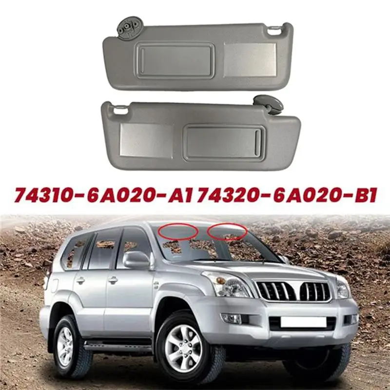 Reliable-LED Lamp Sunvisor With Mirror 1 Pair Grey For Toyota Prado 120 2003- 2009 74310-6A020-B1 74320-6A020-B1 74320-60850-B1