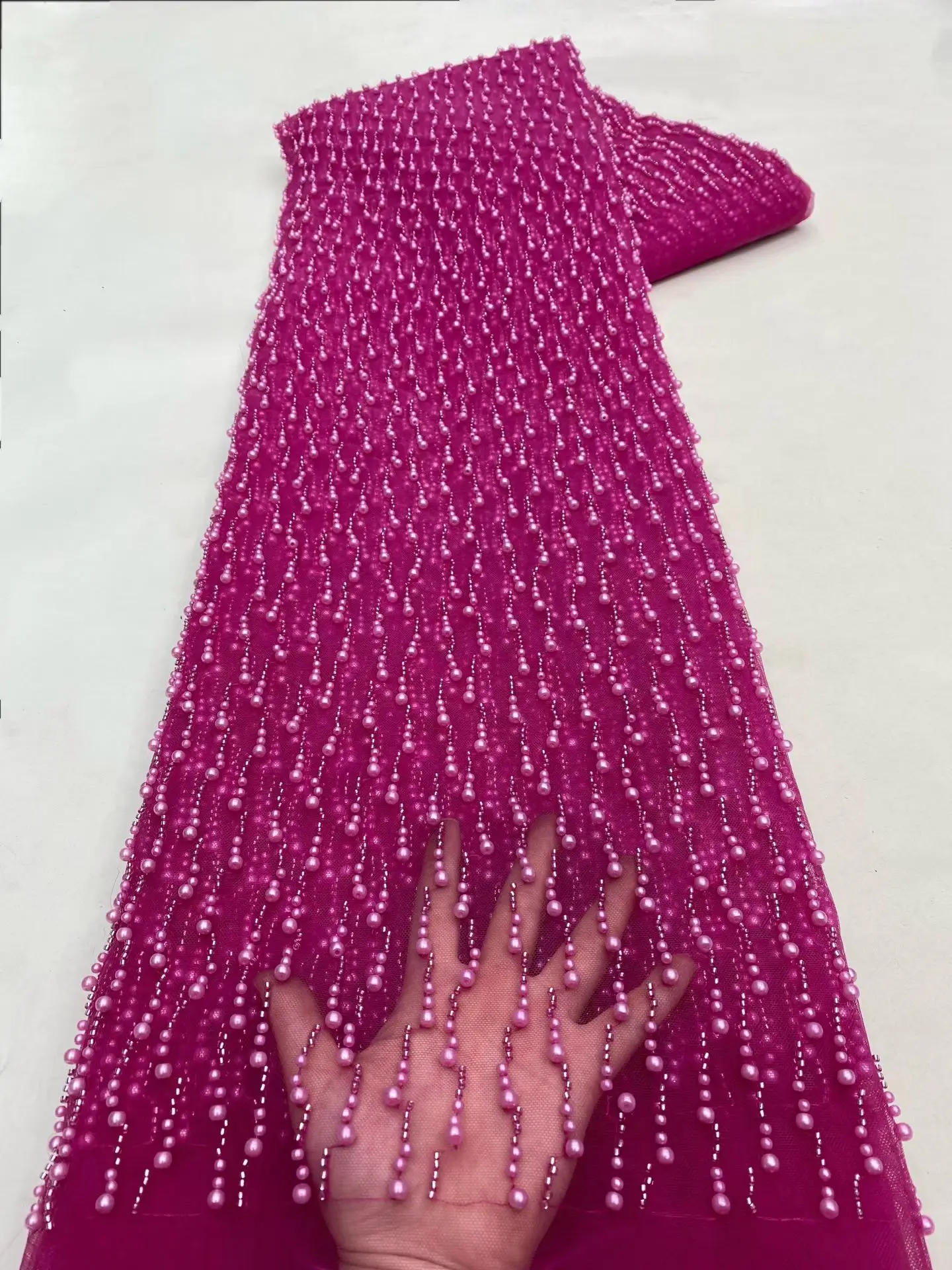 Latest Lace Fabric High Quality 2025 Luxury Laces On Sale 5 Yards Handmade Beads Lace Fabric African Lace For Wedding Dress H1-1