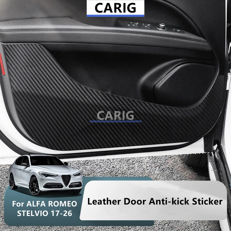 

For ALFA ROMEO STELVIO 17-26 Leather Door Anti-kick Sticker Modified Car Interior Protection Modification Accessories Refit