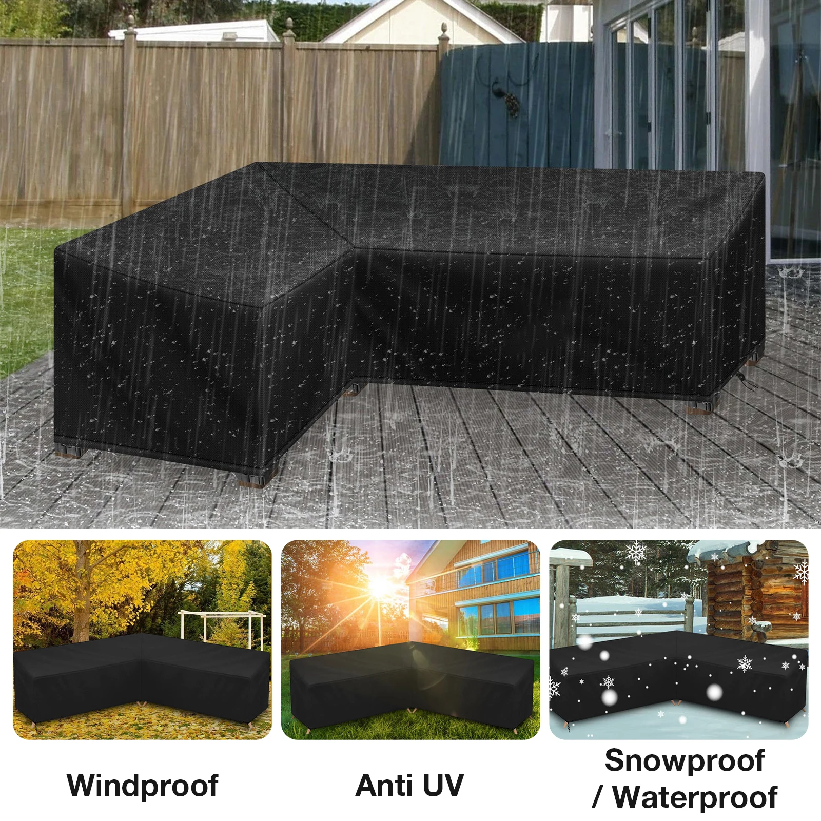 

Outdoor Patio Garden Furniture Cover L-Shaped Heavy Duty Waterproof Rain Snow Chair Couch covers for Sofa Table Dust Proof Cover