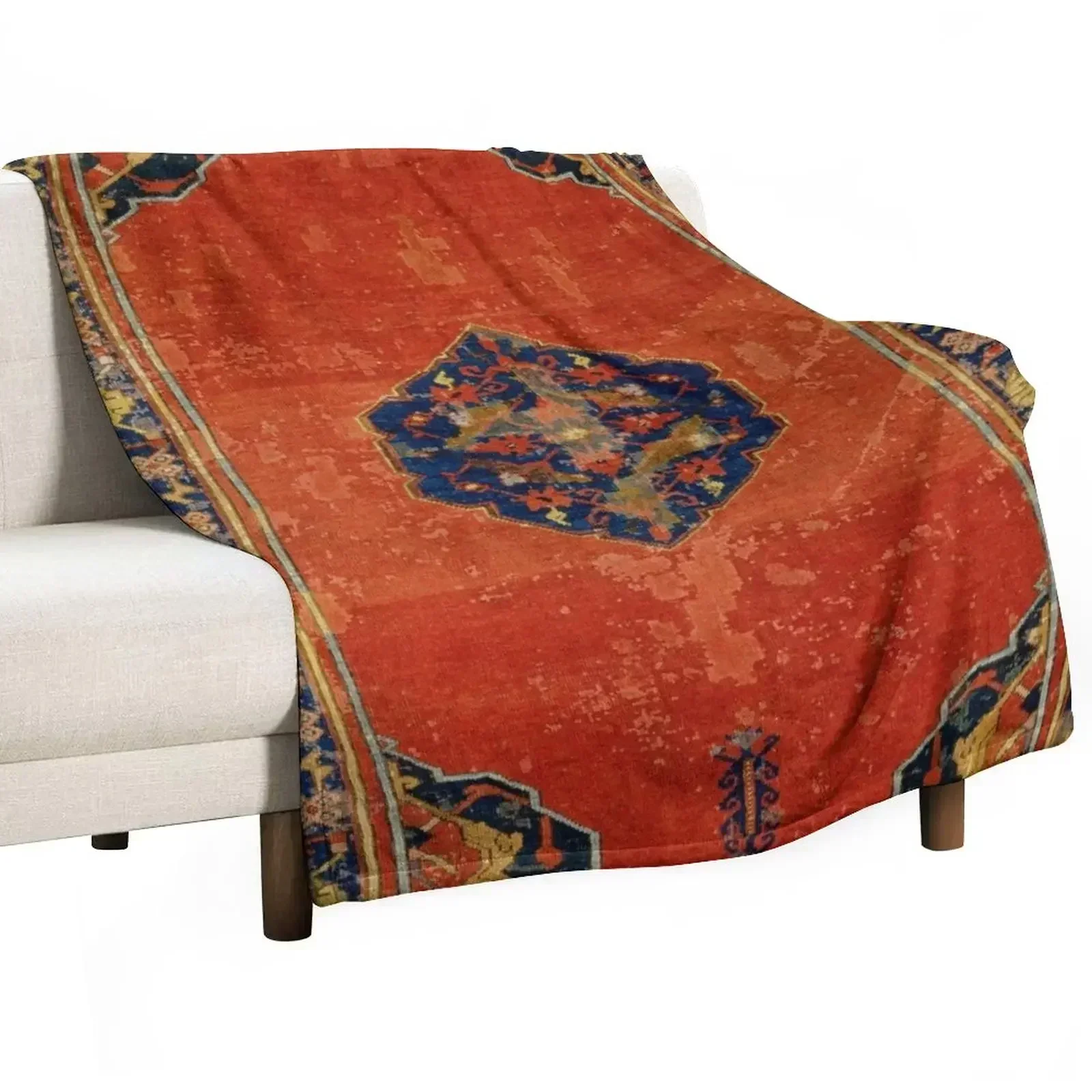 New 17th Century Antique Turkish Carpet Print Throw Blanket Decorative Throw Plaid on the sofa Softest Furry Custom Blankets