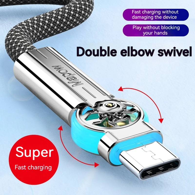 USB إلى نوع C كابل شحن سريع ، دوران درجة ، سلك سلك بيانات صغير ، شاومي ، سامسونج ، هاواوي ، ماك بوك ، آيباد