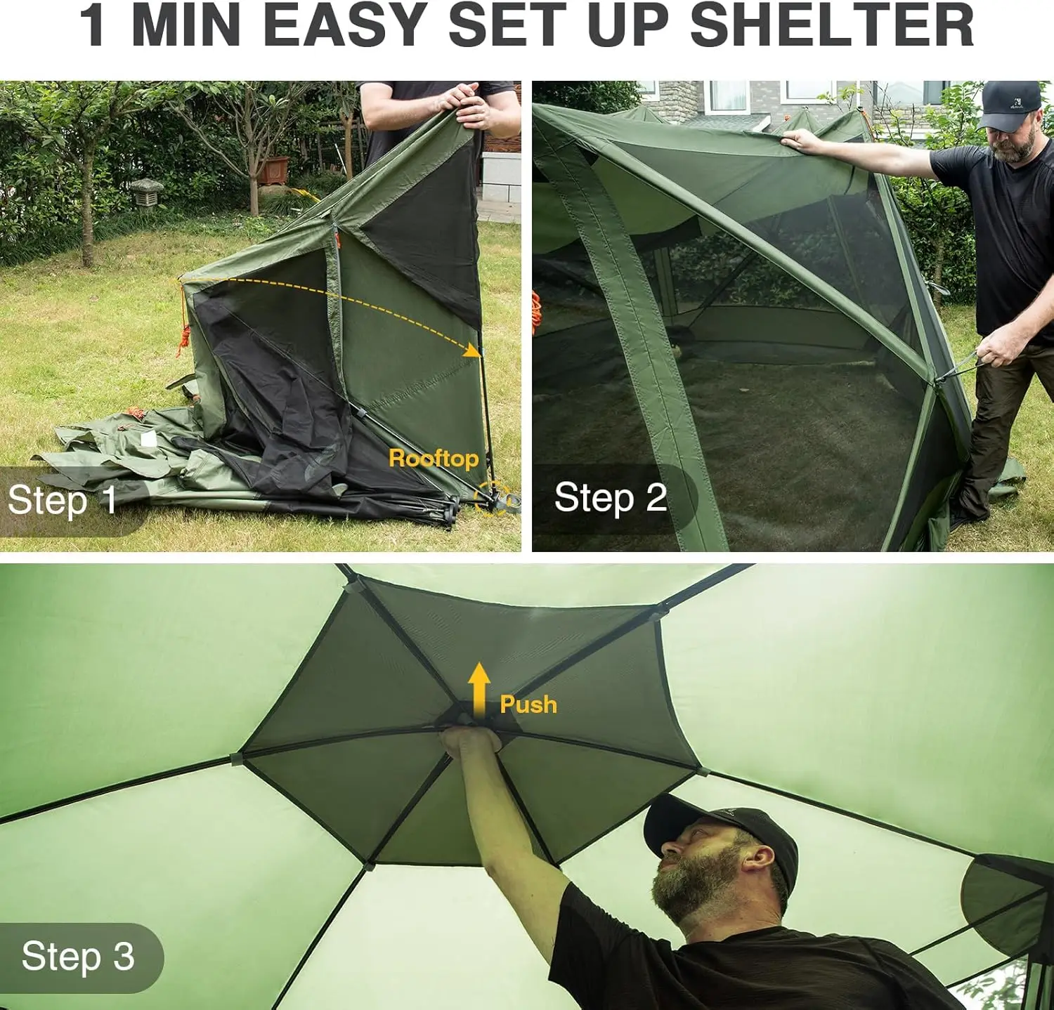 Pop up Screen House Tent for Camping 11.5 x 9.8 ft, Instant Screened Gazebo Canopy with Netting, Portable Shelter Enclosure