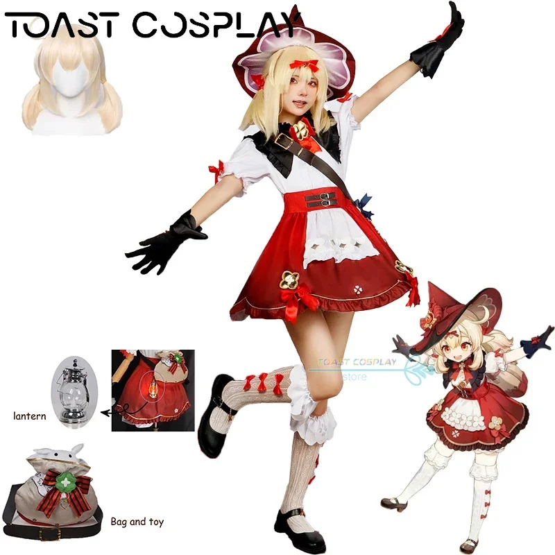 Juego Genshinimpact Klee disfraz de Cosplay para mujer conjunto completo de trajes de Anime para Halloween carnaval fiesta Klee conjuntos de Cosplay