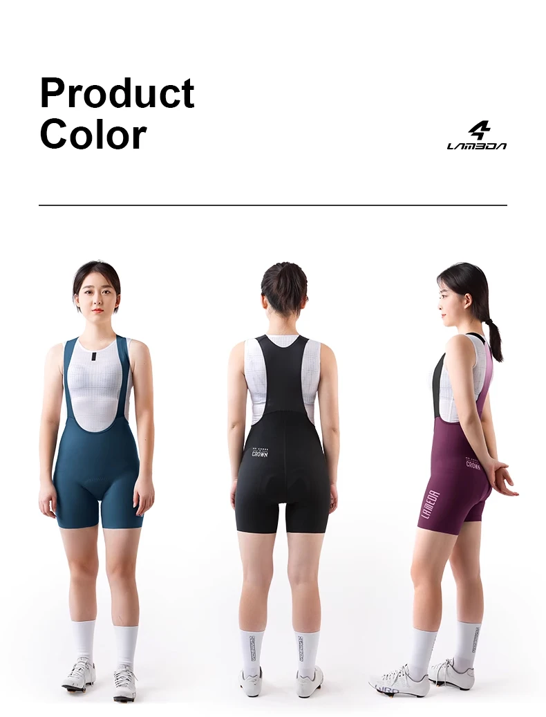 LAMEDA Damen-Radtrikot-Shorts mit Stoßdämpfung, gepolsterte Rennrad-Trägerhose, atmungsaktive Sommer-Radtrikot-Shorts – Detail 4