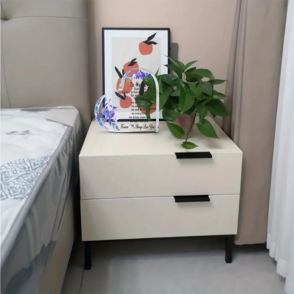 1pc,Wedding Gift for Her His Wife Husband Acrylic Heart Shape Memorial Brand Plaque Logo Romantic Birthday Christmas Anniversary