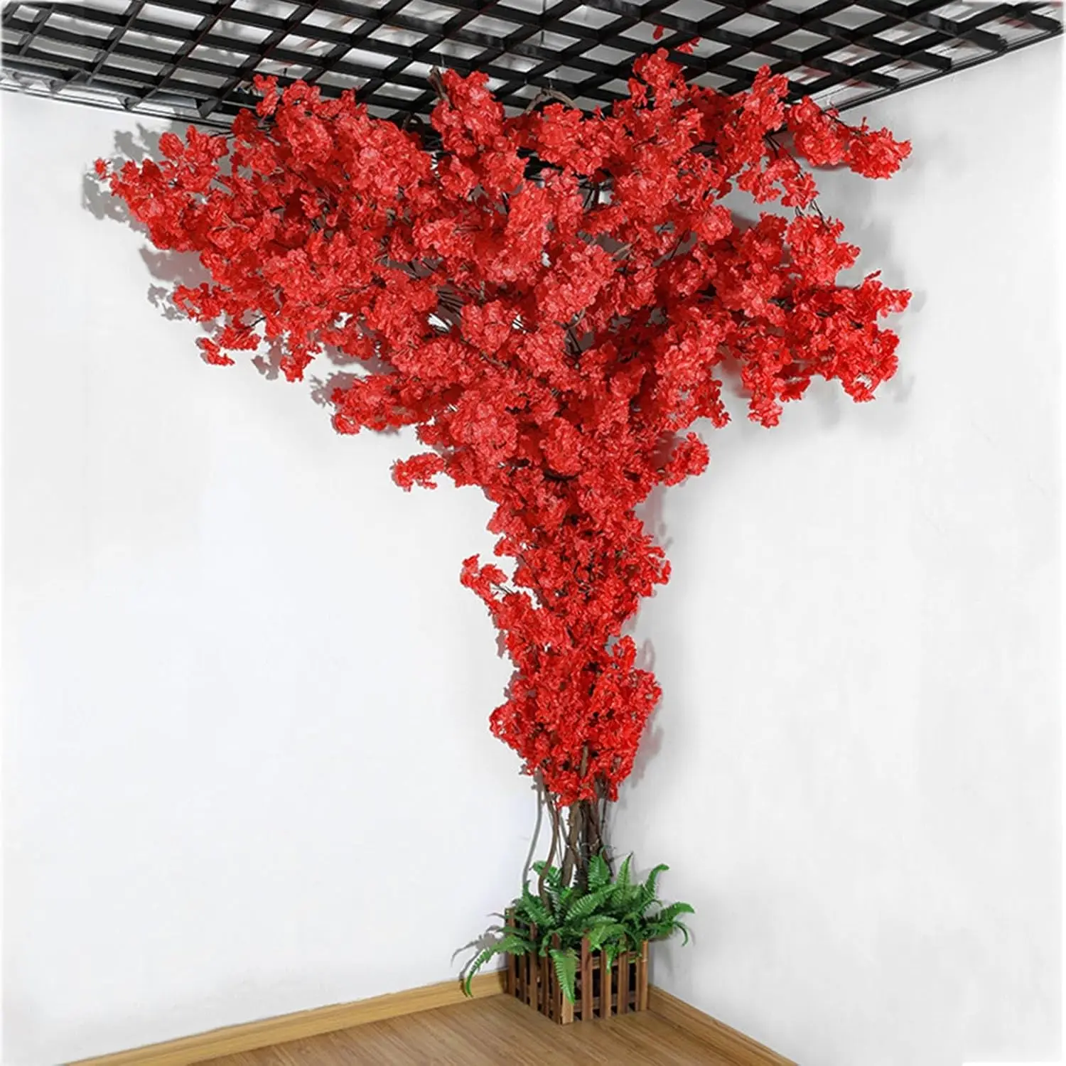 

Large Artificial Cherry Blossom Tree- Fake Flower Trees for Office, Bedroom, Wedding, Party Decor Red