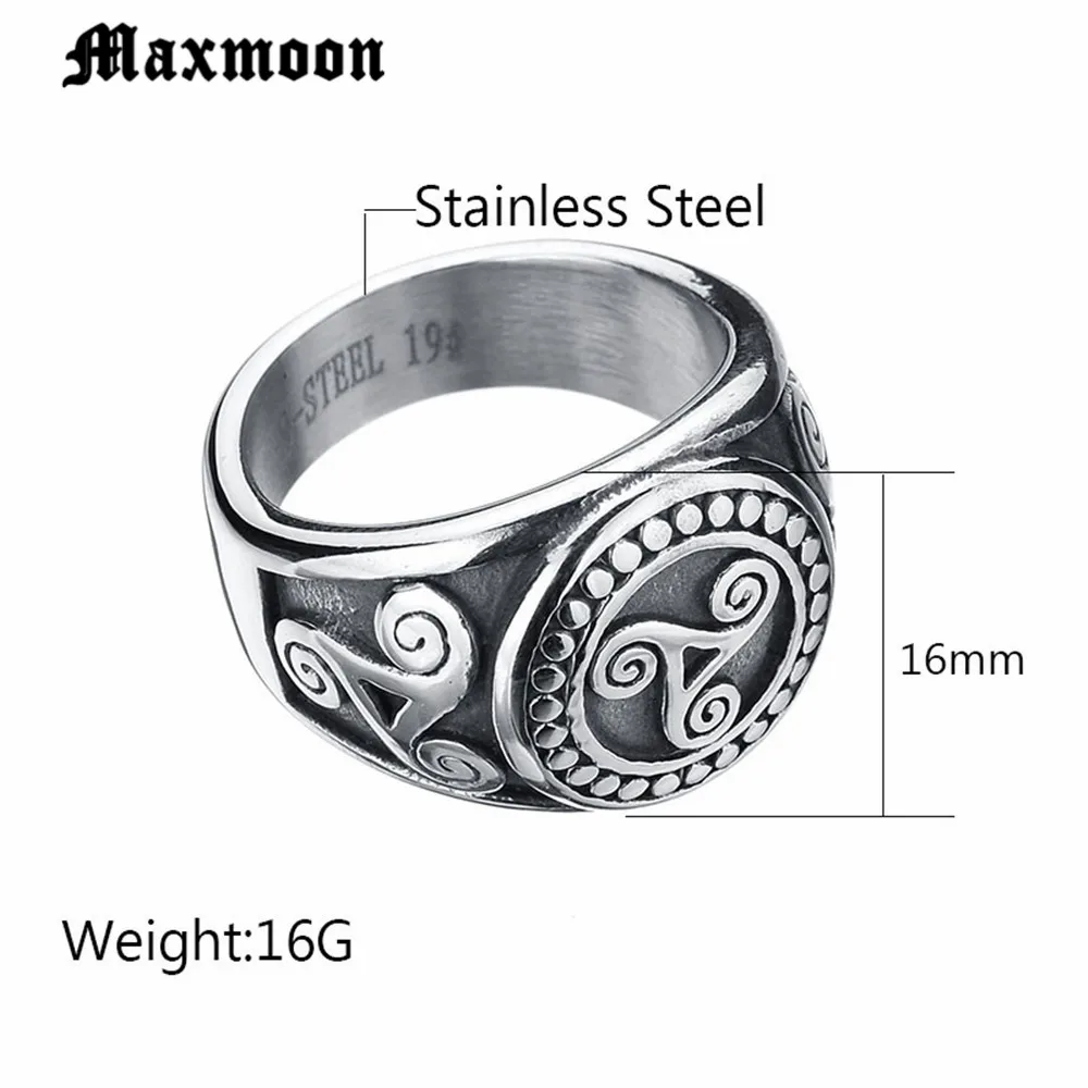 Maxmoon Punk Retro Teen Wolf Midi Ring Triskele Triskelion Allison Argent Stainless Steel Finger Signet Ring For Men Gift