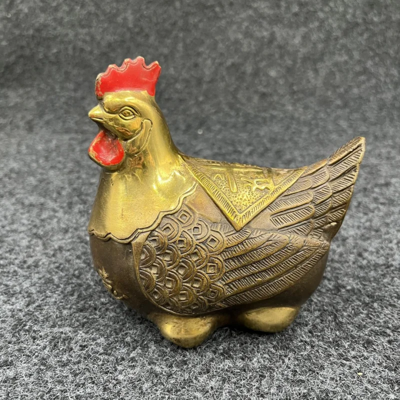 Antique Pure Copper Chicken Ornaments Hen Jinming Amass Fortunes Antique Zodiac Feng Shui Home Decoration Crafts Wholesale